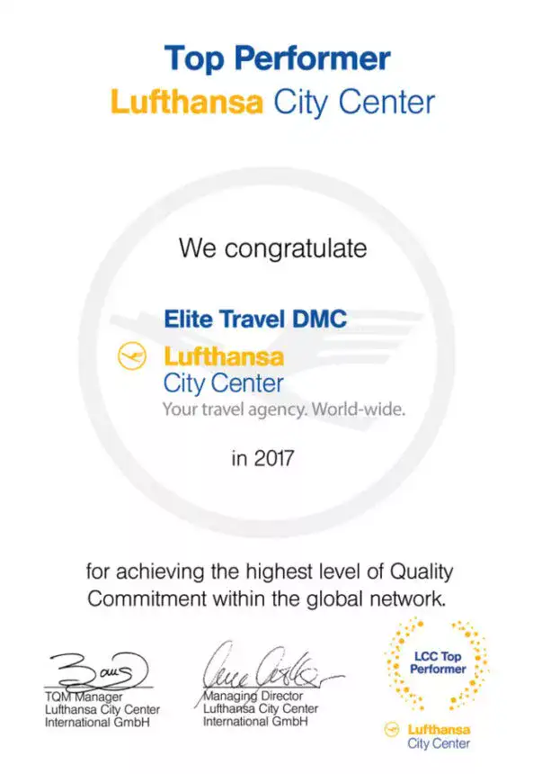Elite Travel DMC LCC - 2017 Certificate