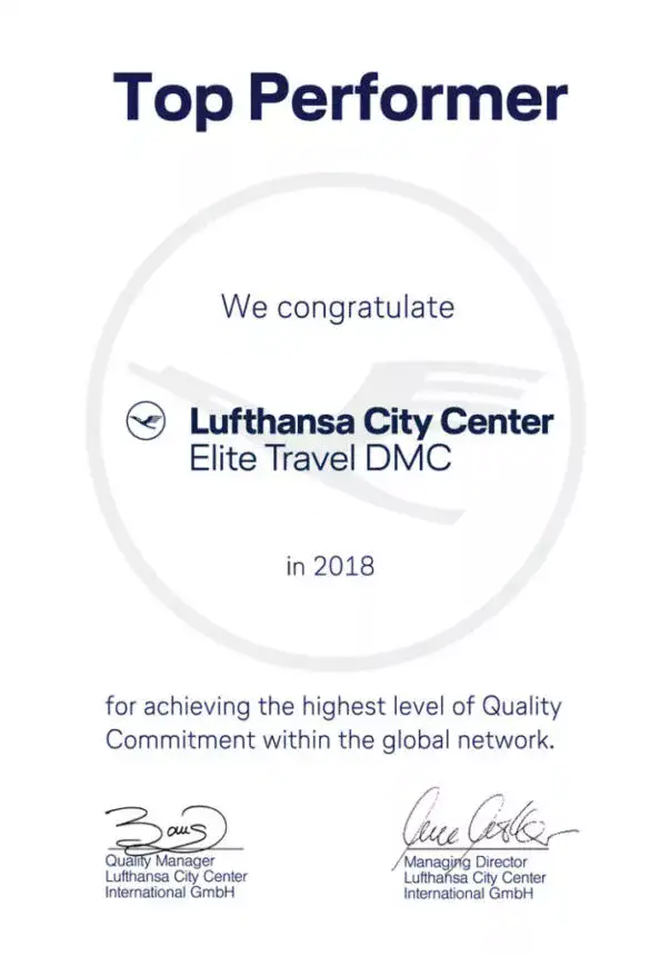 Elite Travel DMC LCC - 2018 Certificate